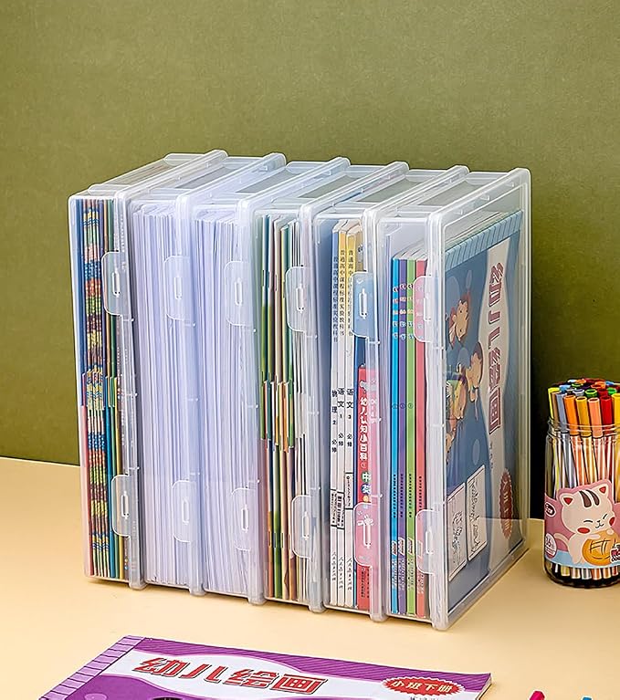 Clear Plastic File Storage Boxes with Lids for Files,Stackable File Box,File Portable Paper Case,Containers for Organizing Paper, Letters, Documents, Art Supplies (Clear-8K for one)