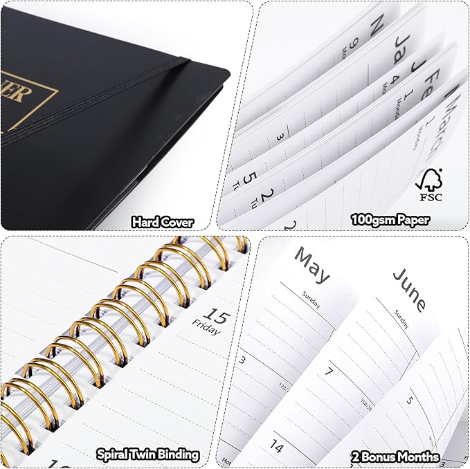 2026-2027 Planner, Weekly and Monthly Planner, July 2026-June 2027, Calendar Planner A4 (8.5" x 11") with Tabs, Inner Pocket for Home School Office Supplies, Black