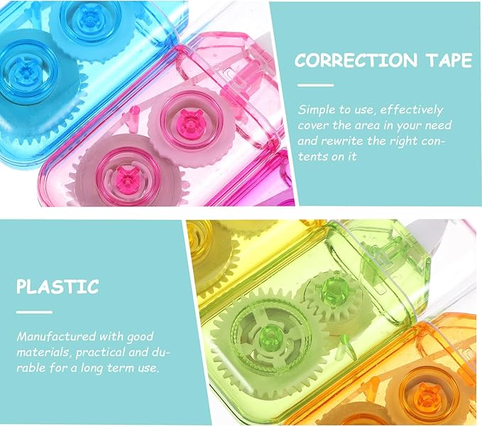 SEWACC 6pcs Mini Portable Correction Tapes for Students, Small Adhesive Writing Corrector, Rainbow Colors, Classroom Study Tools for School and Office Use