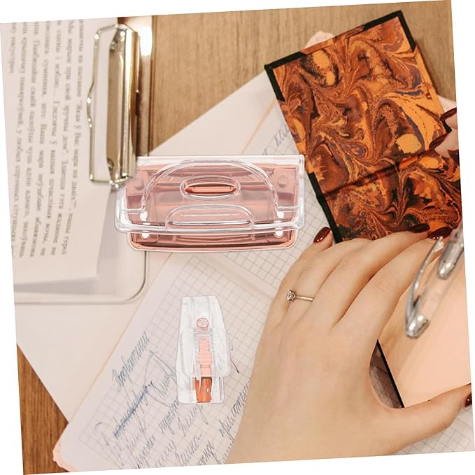 VILLCASE 4sets Cardboard Two Hole Puncher Stapler Remover Set Portable Office Staple Puller Stylish Rose Gold Design for Efficient Document Organization