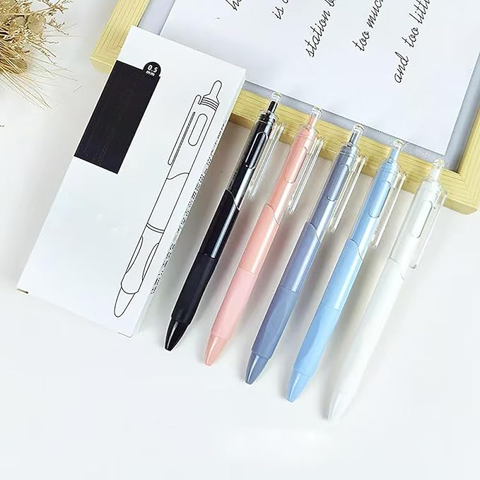 Gel pen, 0.5mm ink pen, click pen, quick-drying ink pen, 10 pieces (Light blue shell and black refill)