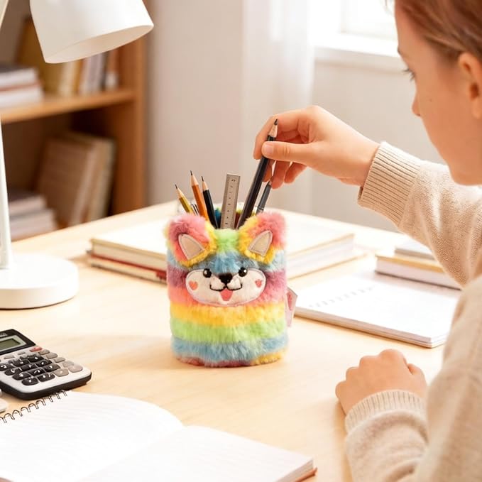 Multi-Functional Desk Pen Holder, Cute Aesthetic Desktop Organizer, Stationery Pencil Cup & Makeup Brush Holder, Stylish Vanity Decor for Home Office Bedroom School