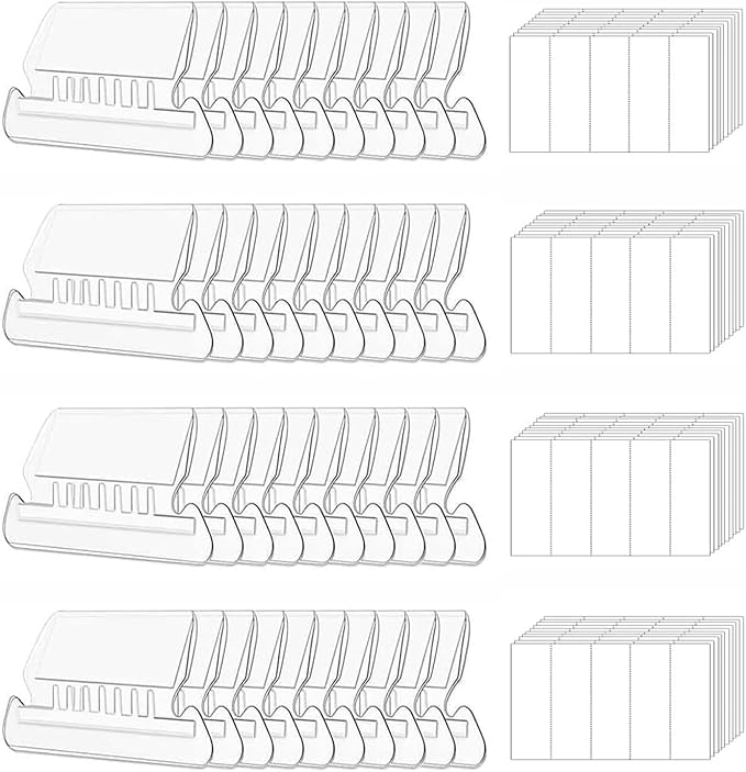 200 Sets File Folder Tabs, Insertable Plastic Tabs Hanging Folder Tabs,200 Pcs Hanging File Folder Tabs with 400Pcs Inserts for Hanging Folders (Clear (200Pcs))