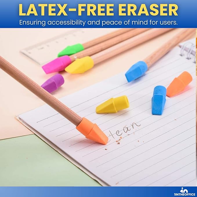 1InTheOffice Pencil Cap Erasers, Assorted Colors, Arrowhead Caps Tops Eraser, Eraser Cap for Art, School, Office Use, and Classroom Set, 12 Pack (Assorted Colors, 12 Pack)