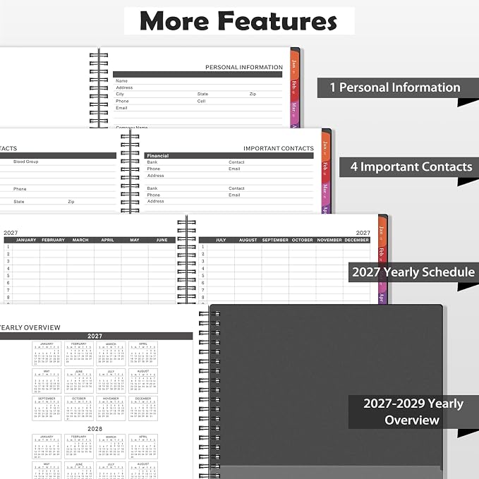 2027 Planner-2027 Monthly Planner, Jan 2027-Dec 2027, 9" x 11" | 12-Month Calendar Planner with Inner Pocket and Colorful Monthly Tabs, Ideal for School and Work