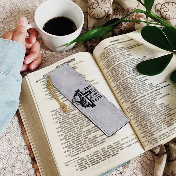 Vintage Cross and Lion Bible Case with Bookmark Waterproof Bible Cover Case for Women Lightweight Bible Bag with Handle Pockets Church Book Bag Grey