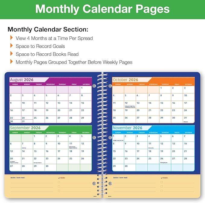 Global Datebooks 2026-2027 Elementary Student Planner 8.5" x 11" - Dated Weekly & Monthly Academic Planner with Ruler/Bookmark & Stickers, Ideal for Homework, Matrix Style, Corkboard