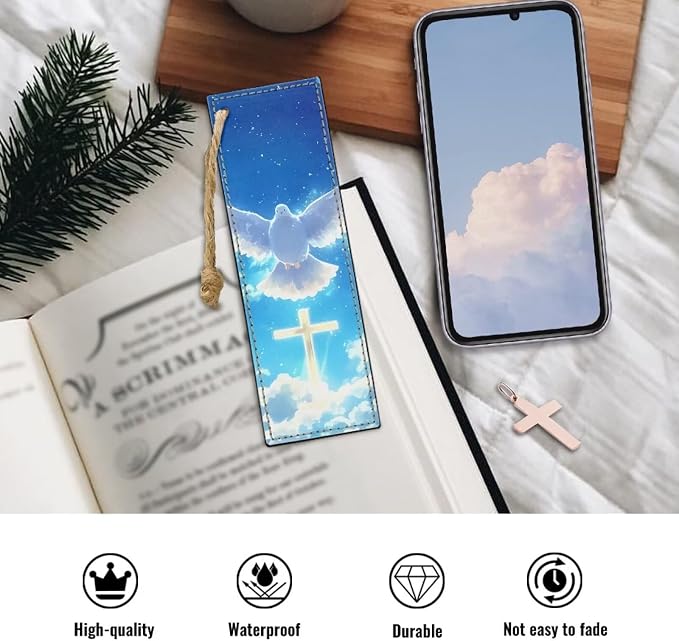 2 Pack Leather Bookmark Mushroom Bookmark for Teachers, Students, Book Lovers Cross Dove Fun Book Marks for Reading Cool Bookmarks, Book Marks for Adults Kids