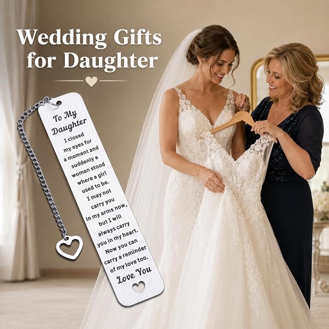 Book Gift for Teen Girls, Back to School Supplies for Daughter, Wedding Bride Gifts for Adult Daughters, 17th Birthday Gifts for Girls, Engraved Bookmark for Daughters, to My Daughter Gift
