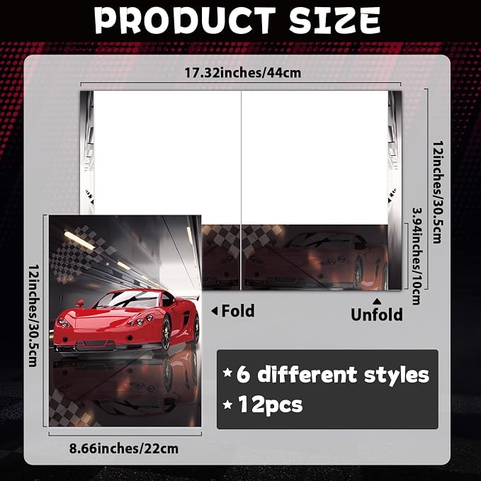 Car Decorative File Folder Set Car 2-Pocket Folder Set 6 Designs Teachers Students School Office Supplies Cool Car Pocket Homework Folders Bulk for Kids 12 Count 8.6in x 11.8in