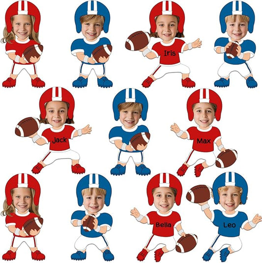 60Pcs Football Player Paper Cutouts Sport Bulletin Board Decoration Football Players DIY Photo Craft Cutout Sports Theme Classroom Supplies for Teacher Student Back to School Chalkboard Wall Decor