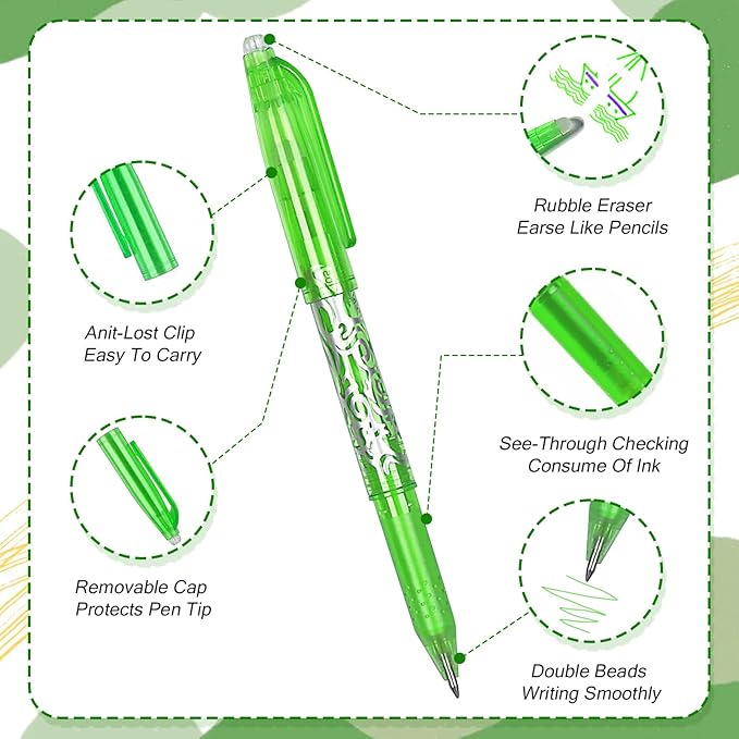 12 Pack 0.5 mm Erasable Gel Pens Rapid Dry Consistent Ballpoint with Ergonomic Grip for Writing Illustrating Fixing Rewritable Multicolor Pens for School Office Design