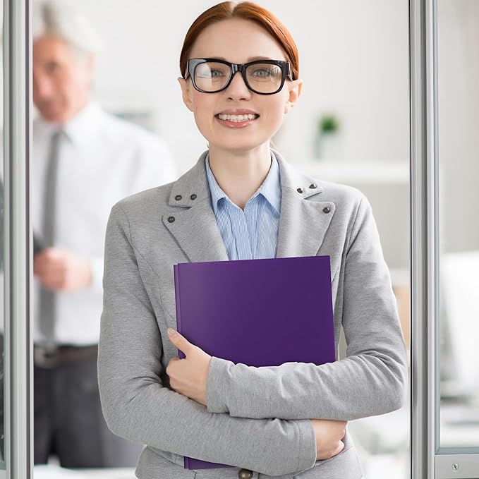 12-Pack Plastic Folders with Pockets and Prongs, 2-Pocket Poly Folders with 3 Fasteners Holds 8-1/2" x 11" Paper for School/Office/Home, Purple