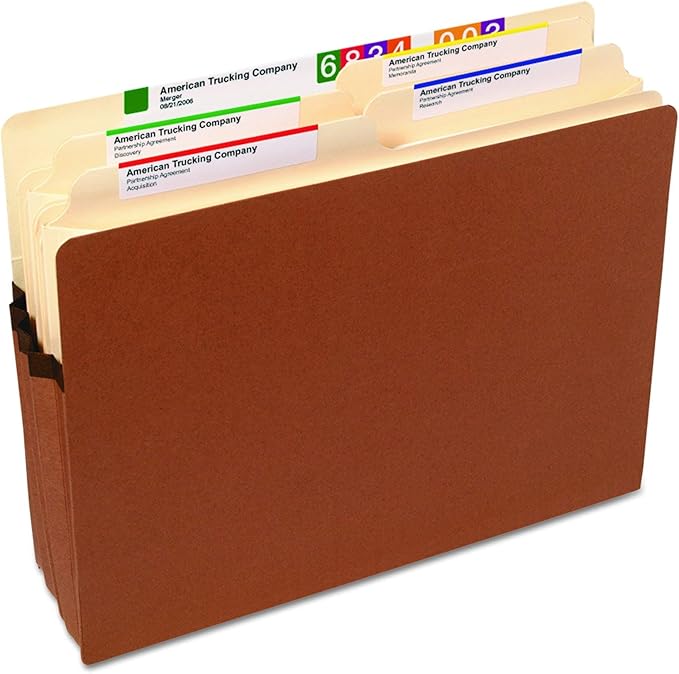 Smead File Pocket, Straight-Cut Tab, 3-1/2" Expansion, Letter Size, Redrope, 25 per Box (73224)