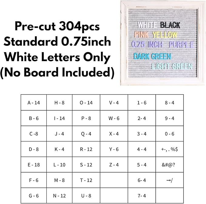304 Pcs Pre-Cut Letter Board Letters – Ready to Use, No Cutting Required! – Secure Packaging Ensures Safe Delivery – White 0.75 Inch Changeable Felt Board Accessories for Holiday Decor & Creative Signs (Yellow)