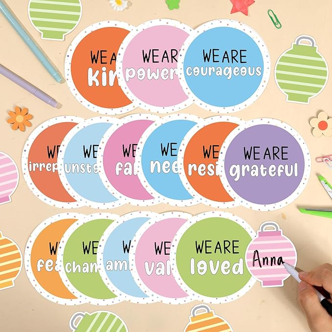 QOUBAI Pastel Affirmation Station Bulletin Board Set Motivational Together We are Better Bulletin Board Inspirational Positive Sayings Cutouts Classroom Decor for Back to School Decor Wall Door