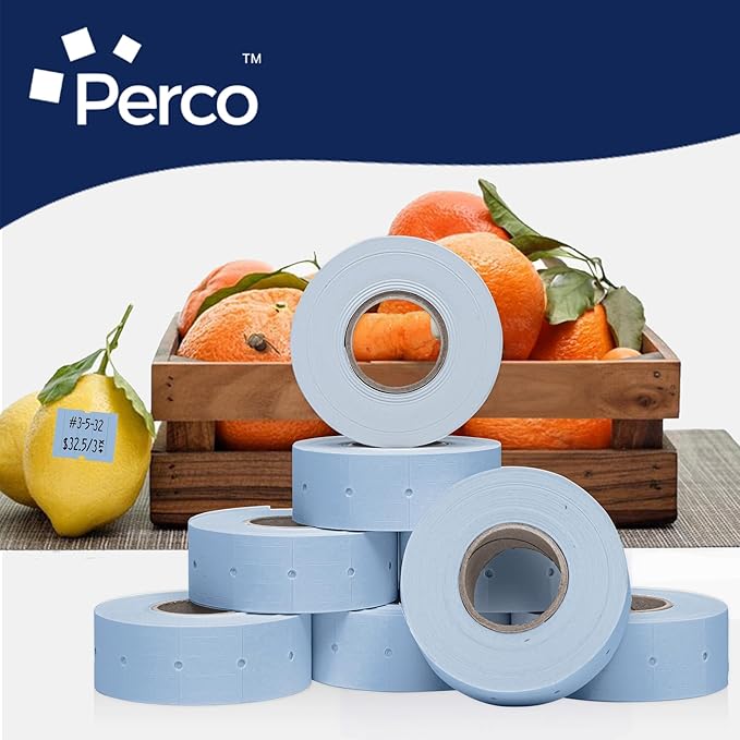 Perco 2 Line Blue Labels - 80 Rolls, 10 Sleeves, 80,000 Blank Price and Date Gun Labels for Perco 2 Line Price and Date Guns - Made in USA