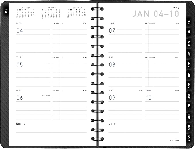 AT-A-GLANCE 2027 Planner, Weekly & Monthly, 5" x 8", Contemporary, Charcoal (70100X4527)