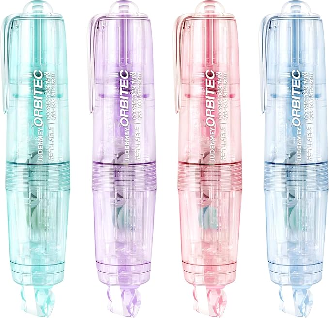 Refillable Retractable White Correction Tape,4PCS Cute Correction Tape P, with Easy to Use Mini Aesthetic Pen Shaped Applicator for School Office Supplies