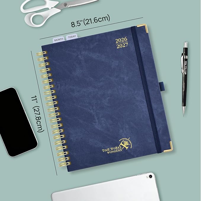 POPRUN Teacher Planner 2026-2027 Academic Year, Large Size 8.5"x 11", Monthly and Weekly Calendar, July 2026 - June 2027, Plan book with Hardcover, Spiral Bound, School Supplies for Classroom - Beige