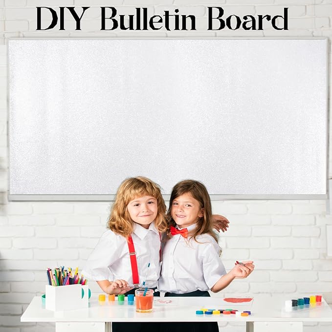 gisgfim 16" x20ft Glitter Bulletin Board Paper Roll Sparkle Color Bulletin Board Background Poster Paper Non Fading Gift Wrapping DIY Art Crafts for Office Classroom Decoration, White