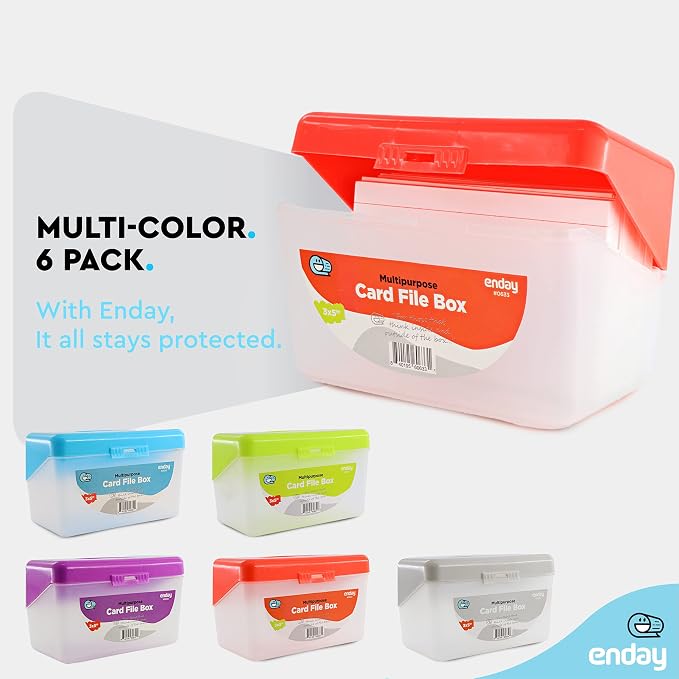 Enday Index Card Box Red 3x5 Index Card Holder, Index Card Organizer, Flash Card Holder, Holds 250 Cards. (36 PC)