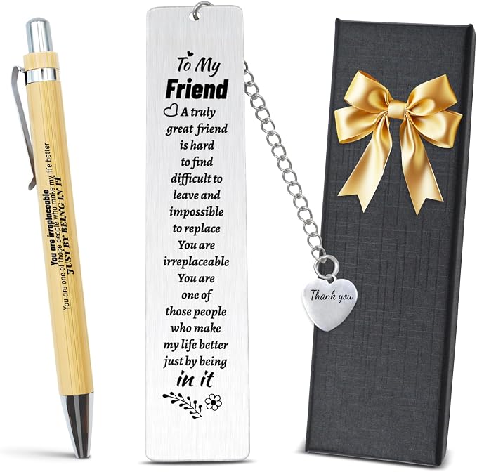 Gifts for Friends, Inspirational Bookmark Set with Pen – Metal Bookmark for Women, Book Lovers Gifts, Employee Appreciation Gifts, Christmas Gifts for Female Coworkers, Awesome Gifts for Sisters
