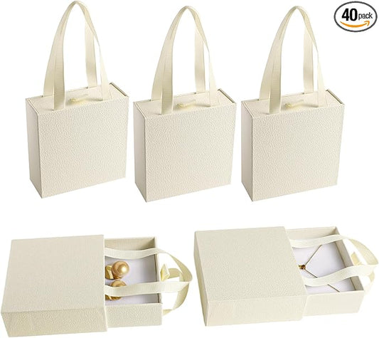 40 pcs paper boxes 9 x 9 x 3.5 cm, beige luxury gift storage, jewelry gift storage box suitable for earrings necklaces bracelets rings
