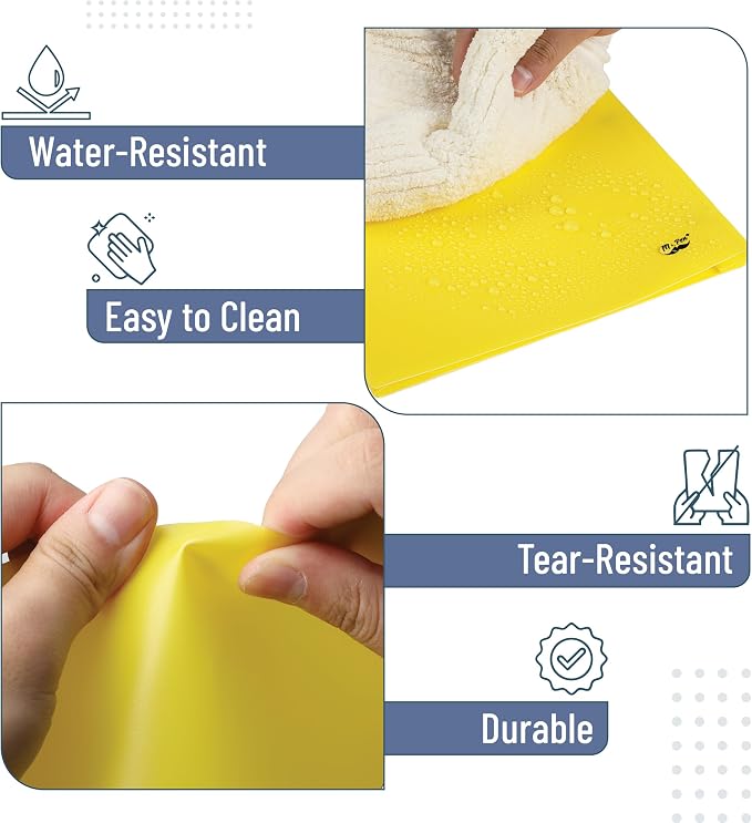 Mr. Pen- Plastic Folders with Pockets and Prongs, 48 Pack, Letter Size, Yellow, Flexible Plastic Folders with Prongs and Card Slot