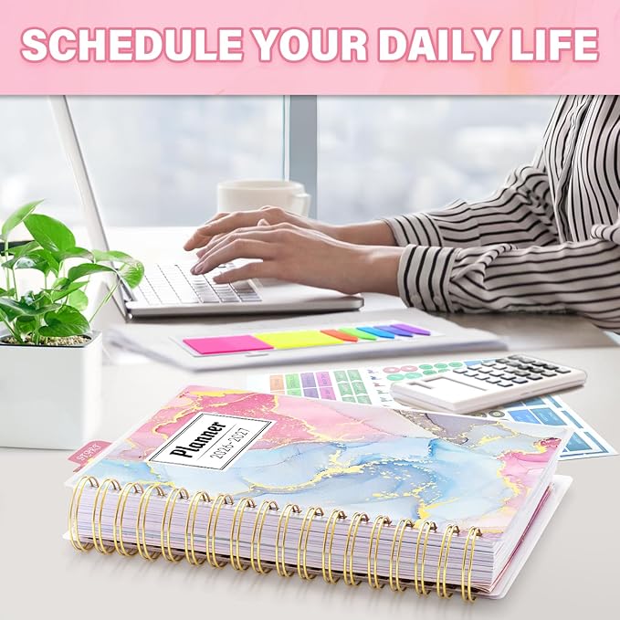 Planner 2026-2027, Large 18 Months Academic Daily Weekly Monthly Planner Yearly Agenda Jan. 2026–June. 2027, 7.9" x 9.8", Page Tabs, Separator Page, Pocket Folder, Bookmark, Stickers, Sticky Note Set