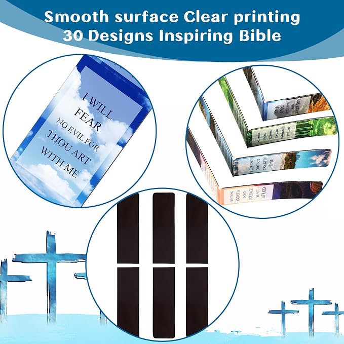30 Pieces Christian Magnetic Bookmarks Inspirational Bible Magnetic Bookmarks with Full Scripture for Women Men Religious Gifts Book Lovers(Classic Pattern)