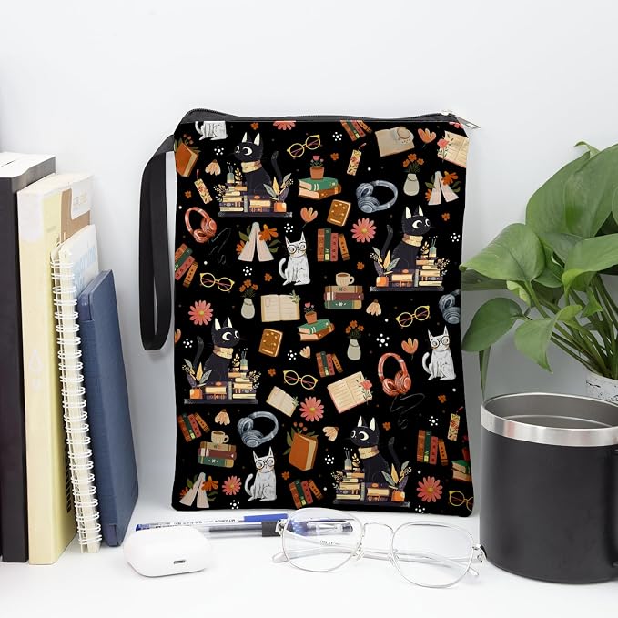Cat Book Sleeve with Zipper, Book Sleeve Gifts for Book Lovers, Book Cover for Cats Lovers, Book Covers for Paperbacks, Gifts for Chritsmas Thanksgiving 11.2x8.3 inch