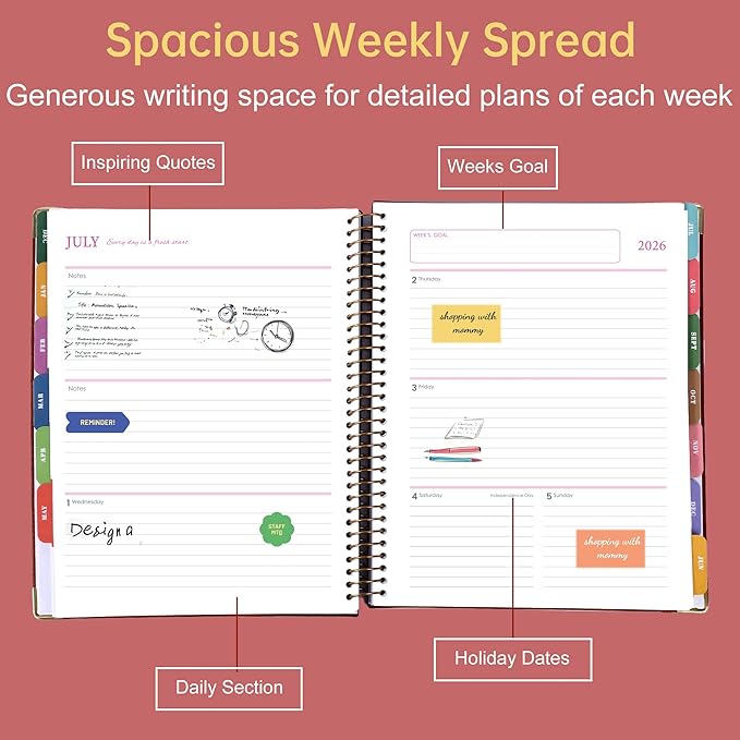 Yoment Planner 2026-2027 Weekly and Monthly 8.5"x11" Large Hardcover Planner from Jul 2026 - Dec 2027 18 Months Calendar Planners for Women Men Yearly Agenda Daily Weekly Planning with Tabs, Red
