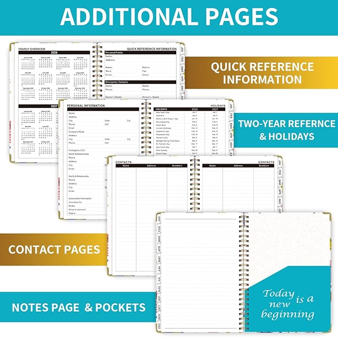 2026-2027Academic Planner, Weekly and Monthly Planning Book，Calendar Planner July 2026 - June 2027, Hardcover Teacher Student Planning Agenda book with Tabs, A5 (6.3" x 8.4"), School Organizer for Student Teacher(Cute kittens)