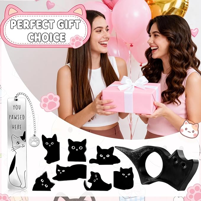 9Pcs Cat Gifts for Women Men Cute Book Page Holder Set Funny Bookmarks Bulk Cat Bookmarks for Book Lovers Cats Lover Birthday Gifts for Reader Coworker Friends Adult Cats Owner Reading Accessories