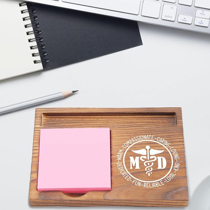 MD Sticky Note Holder, Appreciation Gifts for Doctors, Healthcare Workers, Medical Professionals, Personalized Graduation Retirement Desk Organizer EDP158