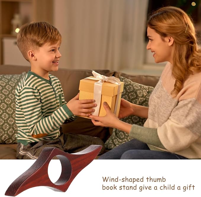 Sliverdew Natural Walnut Wood Thumb Book Page Holder, Universal Medium Size Page Spreader for Hands Free Reading, Premium Book Opener Bookmark, Unique Literary Gifts for Avid Readers Bookworms - 22mm