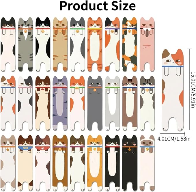 Cute Bookmarks Bulk Gifts - 90 Pcs Cats Paper Bookmark for Women Girls Students Book Lovers Animals Page Marks School Office Classroom Reading Accessories Bookish Gift for Birthday Graduation