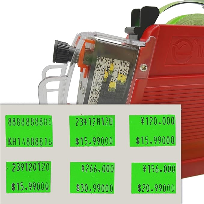 2 Line Price Gun Labels, 4 Packs Total 16,000 Pcs Blank Price and Date Gun Labels, Suitable for MX6600, MX6602, YH689, and Most Other 2 Line Price Guns (Green)