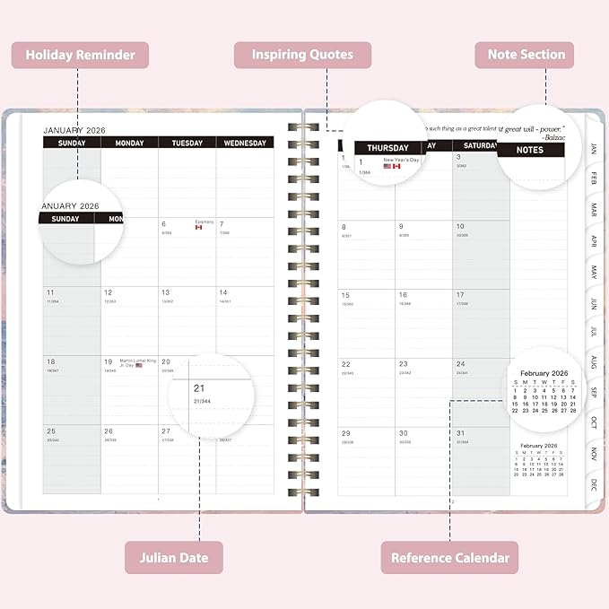 2026 Planner, Weekly and Monthly Calendar Academic Planner, Jan 2026 - Dec 2026, Planning Agenda Book for Desk Accessories and School Supplies - Letter Size(8.5'' x 11'')