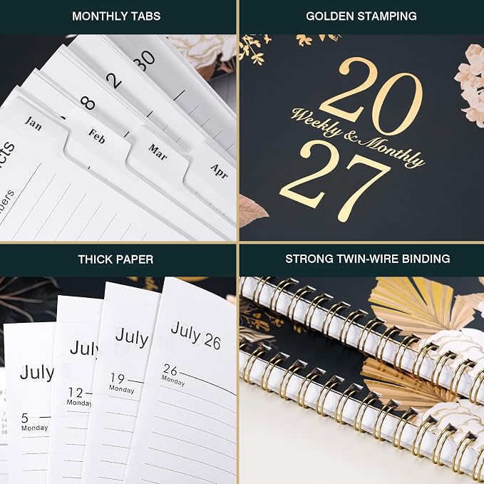 2027 Planner - 9" x 11", 2027 Weekly & Monthly Planner, Jan.2027 - Dec.2027, Large Calendar with Sturdy Cover, Premium Paper, Twin-wire Binding, Monthly Tabs