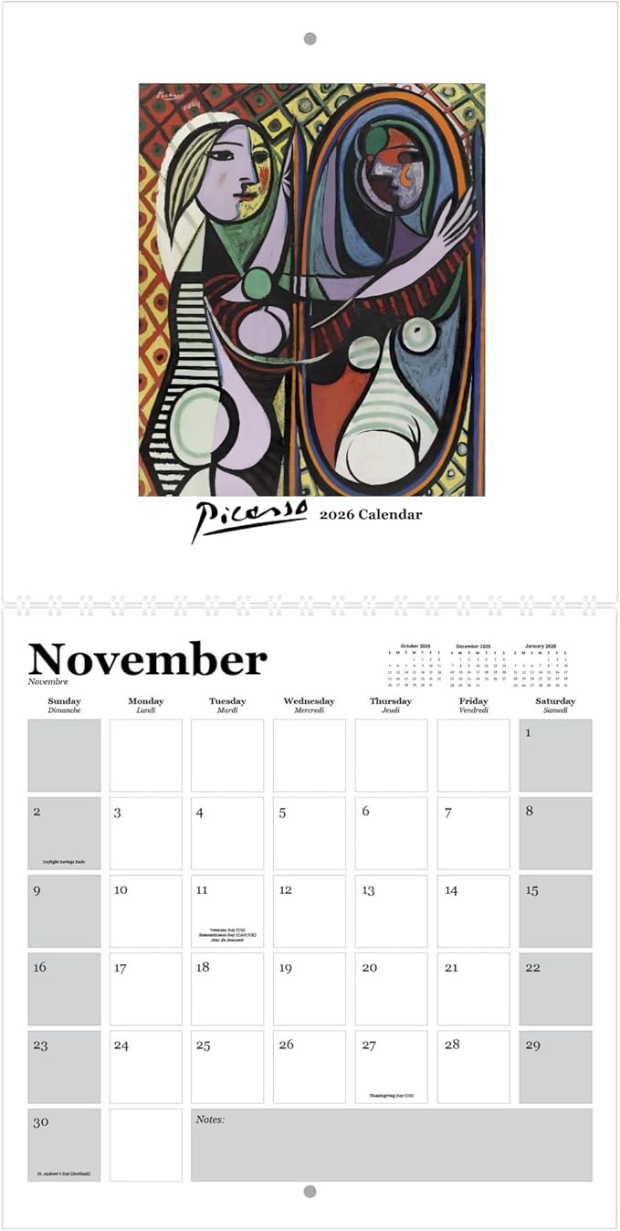 Piccasso- 2026 Wall Calendar 12” x 12”- Master of Cubism Art- Printed on FSC Certified Cardstock Paper- Monthly Organizer for Home and Office