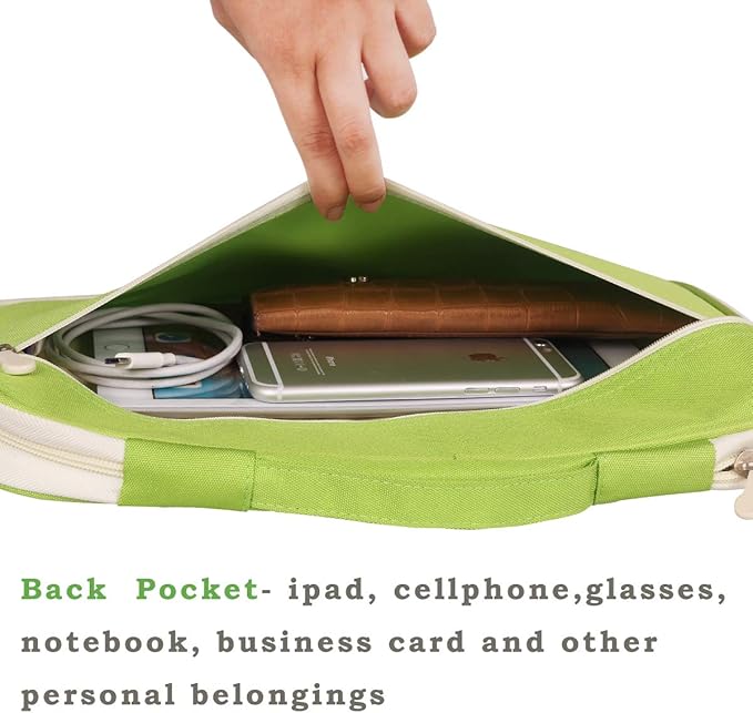 JAKAGO A4 Travel Portfolio Multifunctional Document Organizer Zippered Case for Office Supplies (green)