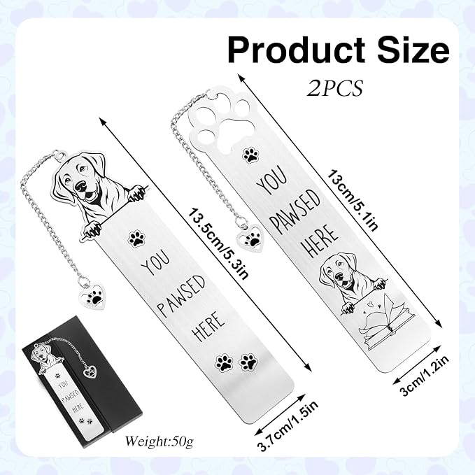 Labrador Funny Dog Bookmark Gift - Shejdgart 2PCS Funny Bookmark for Labrador Retriever Lovers Unique Dog Mom Book Mark Birthday Gifts for Puppy Lovers Bookworm Nerd Women Friends Pet Owners Coworker