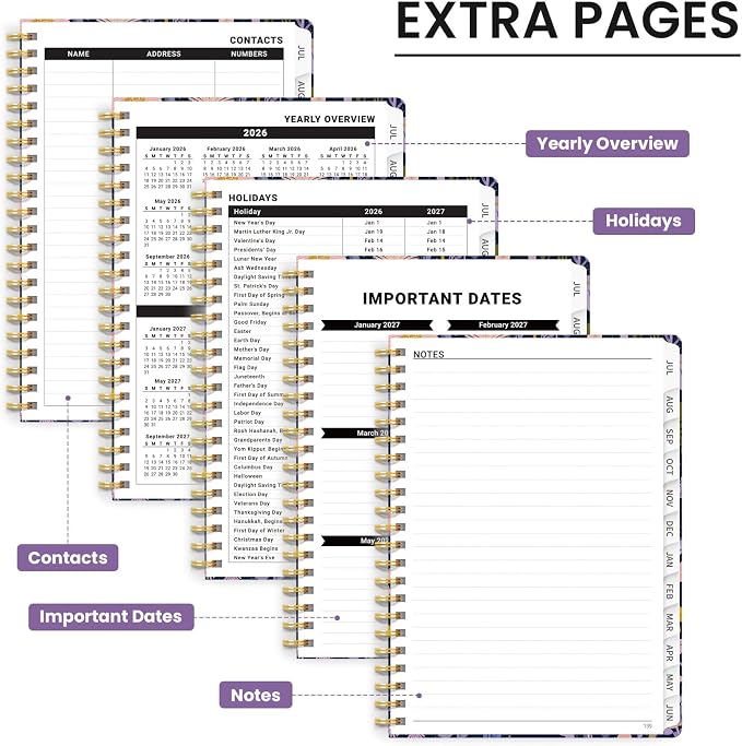 Planner 2026-2027, Hardcover Monthly and Weekly Academic Planner July 2026 - June 2027, Teacher and Student Calendar Agenda Book with Tabs, A4 (8.5" x 11"), Ideal for School and Office, Mushroom Garden
