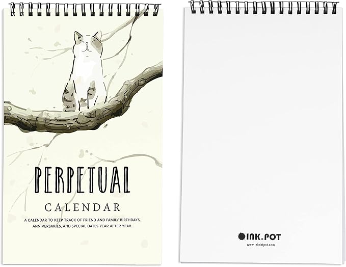 Cat Perpetual Calendar, Important Dates to Remember- 6x9 Monthly and Daily Wall Hanging Journal for Special Days- Birthdays- Anniversaries Book Birthday Gift Planner Organizer-VD