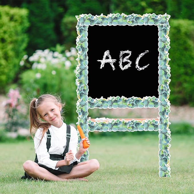 66ft Eucalyptus Bulletin Board Borders Summer Greenery Leaf Plant Theme Rolled Border Trim for School Classroom Blackboard Office Workplace Chalkboard Sage Green Themed Party Wall Decor