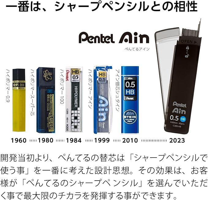 Pentel Ain XC285B-3P Mechanical Lead, 0.02 inches (0.5 mm), B, 3 Pieces