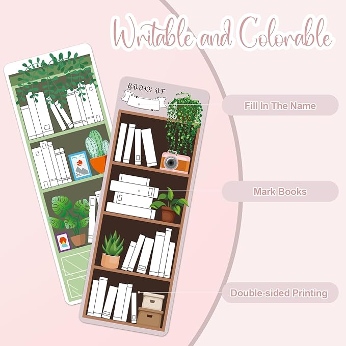 200-Piece Book Tracker Bookmarks - Double-Sided Reading List Page Markers - Cute Bookmarks for Women, Students & School Supplies