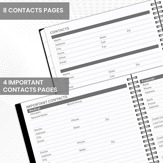 2026 Monthly Planner - Jan 2026 - Dec 2026 Planner/Calendar,12 Monthly Planner with Contacts & Passwords, 8.5" x 11" Planners 2026, Colorful Tabs, Thick Paper, Black